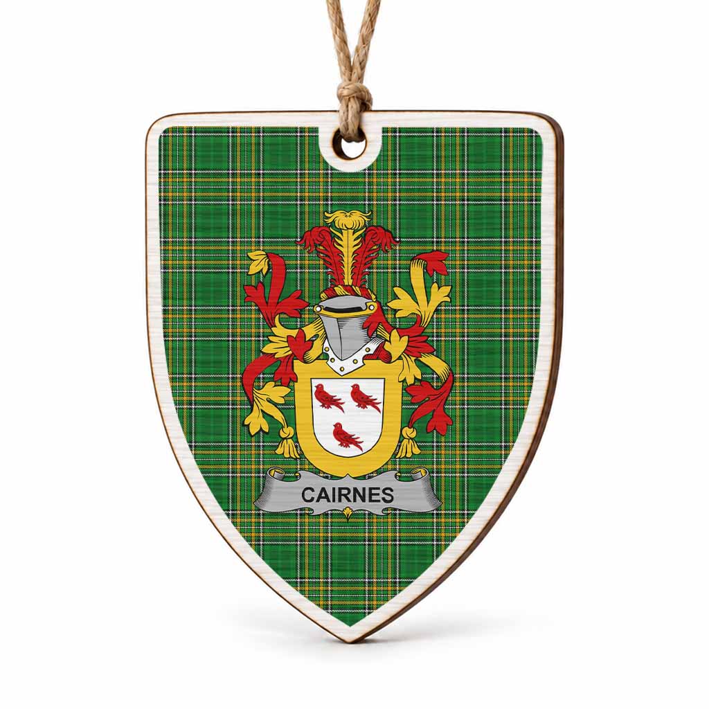 Cairnes Coat of Arms Shield Wood Ornament , Irish Heritage Hanging Plaque for Christmas Tree