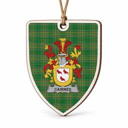Cairnes Coat of Arms Shield Wood Ornament , Irish Heritage Hanging Plaque for Christmas Tree