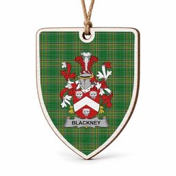 Blackney Coat of Arms Shield Wood Ornament , Irish Heritage Hanging Plaque for Christmas Tree