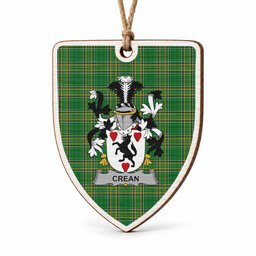 Crean Coat of Arms Shield Wood Ornament , Irish Heritage Hanging Plaque for Christmas Tree
