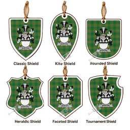 Burton Coat of Arms Shield Wood Ornament , Irish Heritage Hanging Plaque for Christmas Tree