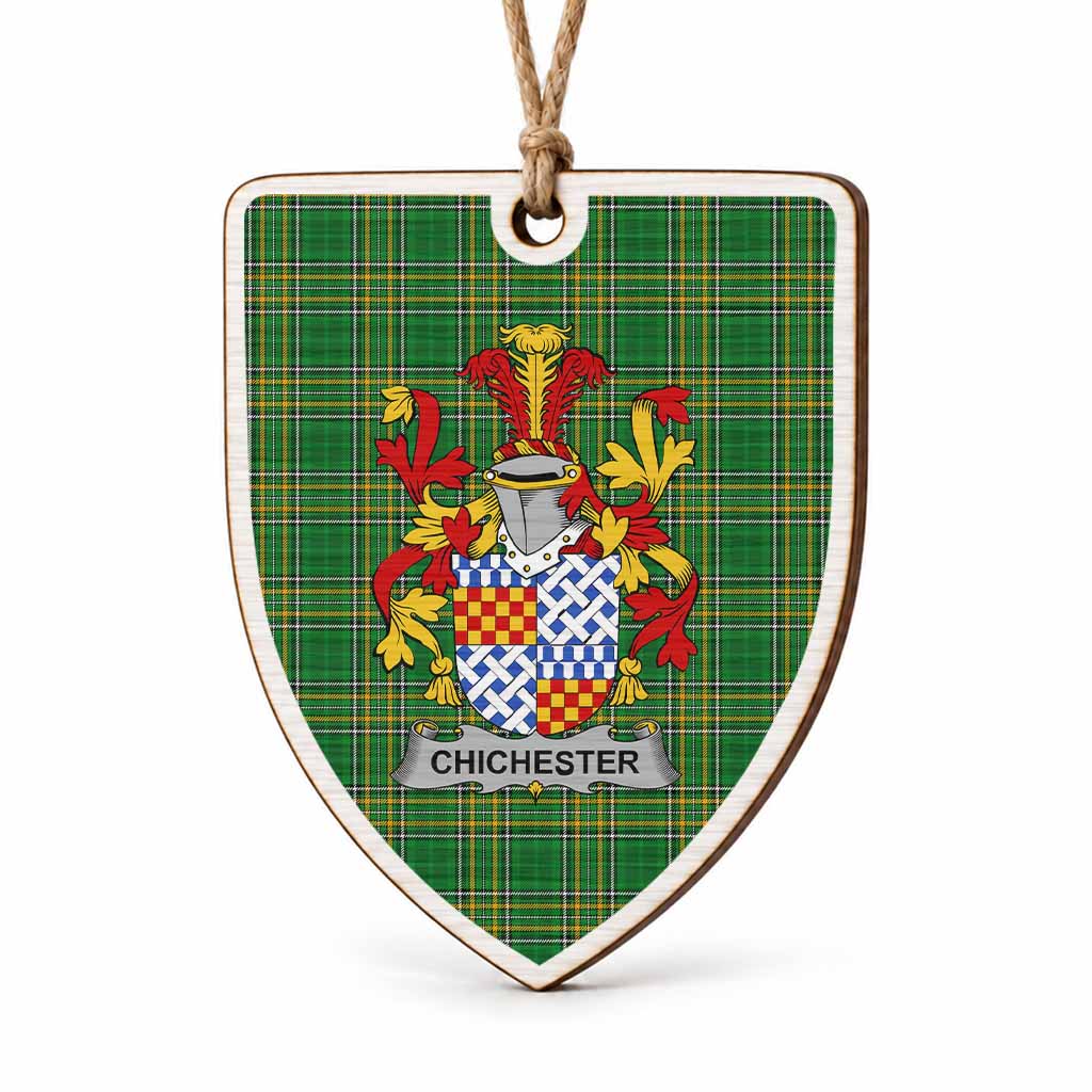 Chichester Coat of Arms Shield Wood Ornament , Irish Heritage Hanging Plaque for Christmas Tree