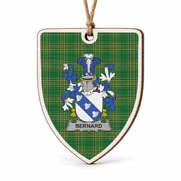 Bernard Coat of Arms Shield Wood Ornament , Irish Heritage Hanging Plaque for Christmas Tree