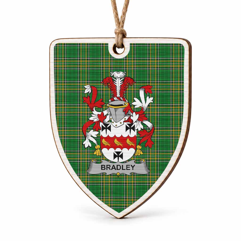 Bradley Coat of Arms Shield Wood Ornament , Irish Heritage Hanging Plaque for Christmas Tree
