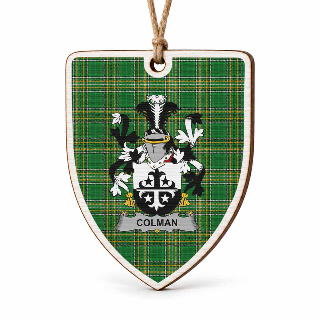 Colman Coat of Arms Shield Wood Ornament , Irish Heritage Hanging Plaque for Christmas Tree