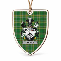 Colman Coat of Arms Shield Wood Ornament , Irish Heritage Hanging Plaque for Christmas Tree