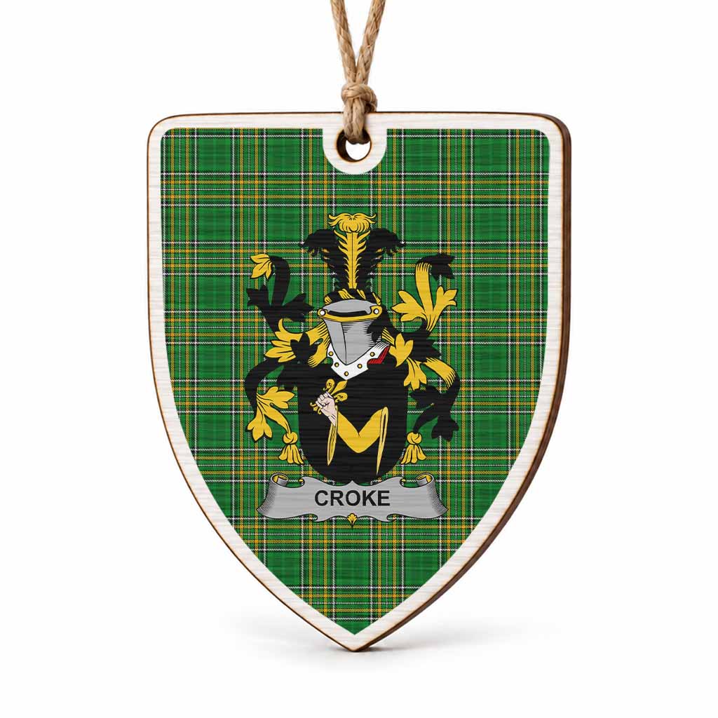 Croke Coat of Arms Shield Wood Ornament , Irish Heritage Hanging Plaque for Christmas Tree
