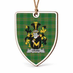 Croke Coat of Arms Shield Wood Ornament , Irish Heritage Hanging Plaque for Christmas Tree