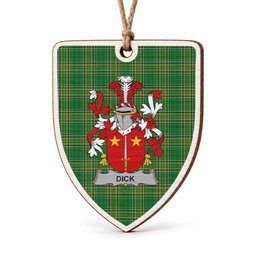 Dick Coat of Arms Shield Wood Ornament , Irish Heritage Hanging Plaque for Christmas Tree