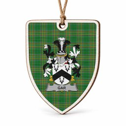 Gar Coat of Arms Shield Wood Ornament , Irish Heritage Hanging Plaque for Christmas Tree