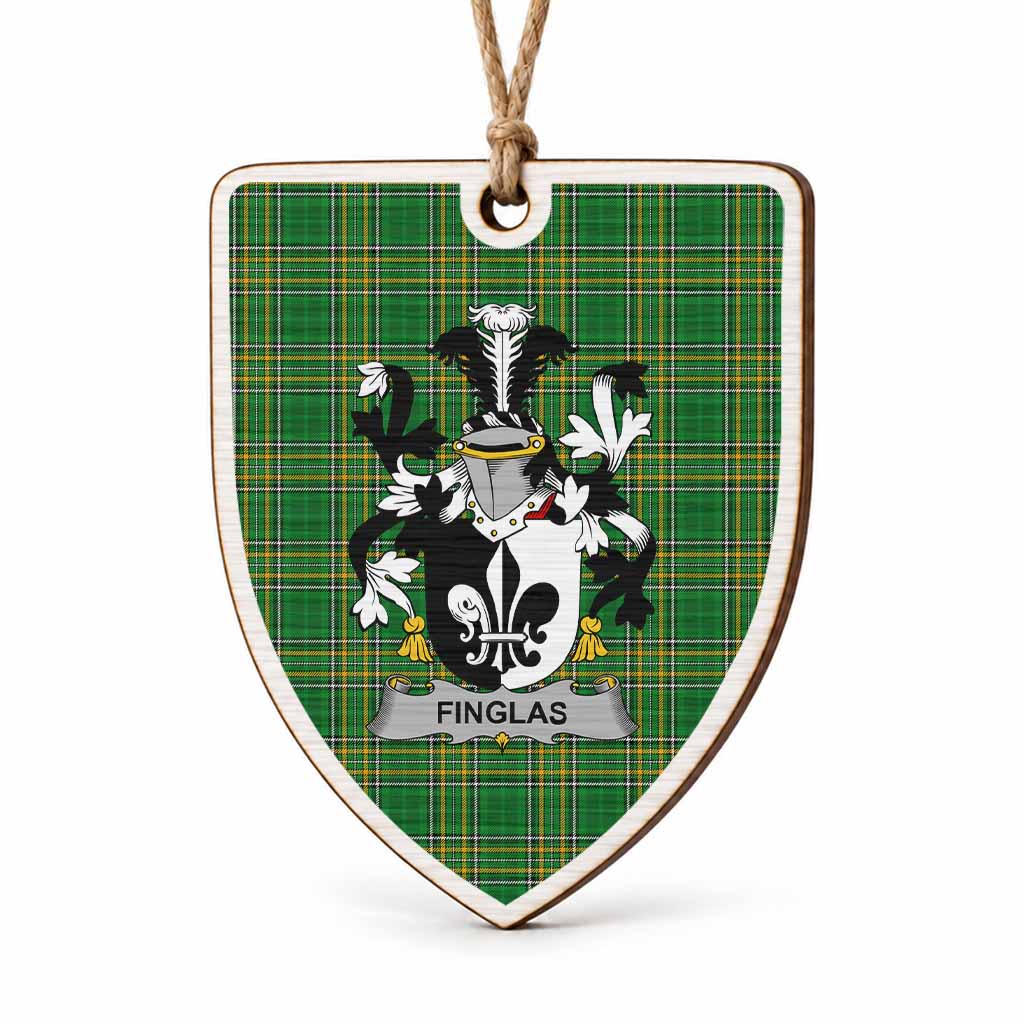 Finglas Coat of Arms Shield Wood Ornament , Irish Heritage Hanging Plaque for Christmas Tree