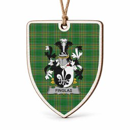 Finglas Coat of Arms Shield Wood Ornament , Irish Heritage Hanging Plaque for Christmas Tree