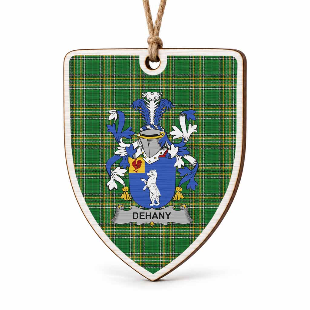 Dehany Coat of Arms Shield Wood Ornament , Irish Heritage Hanging Plaque for Christmas Tree