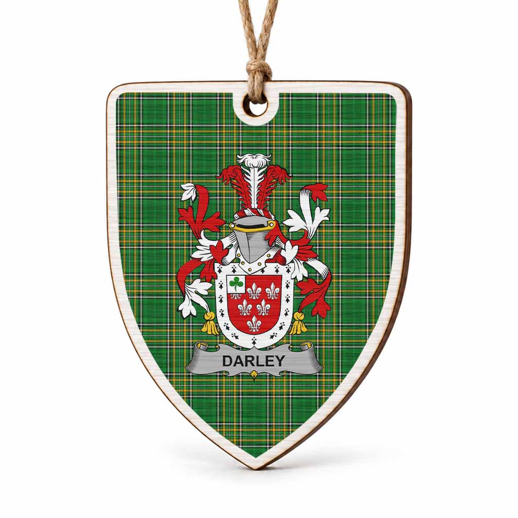 Darley Coat of Arms Shield Wood Ornament , Irish Heritage Hanging Plaque for Christmas Tree
