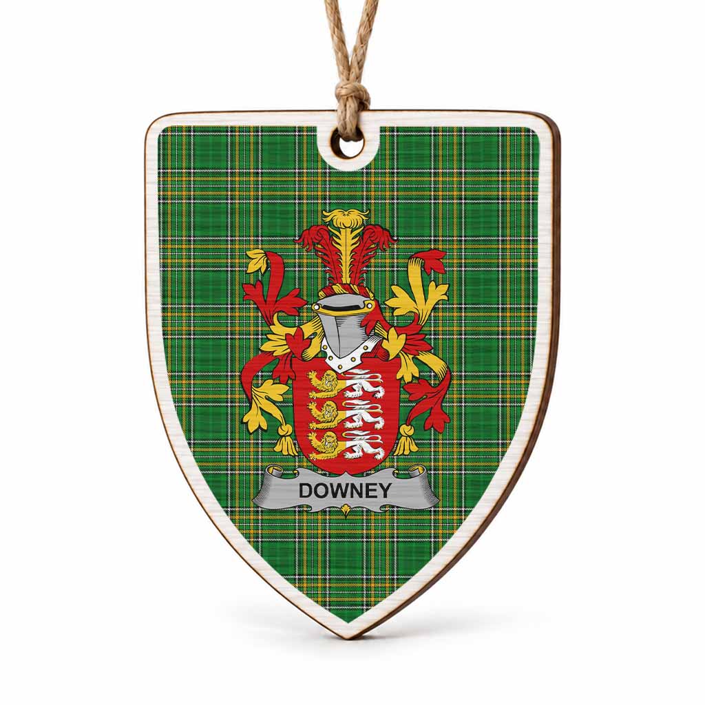 Downey Coat of Arms Shield Wood Ornament , Irish Heritage Hanging Plaque for Christmas Tree
