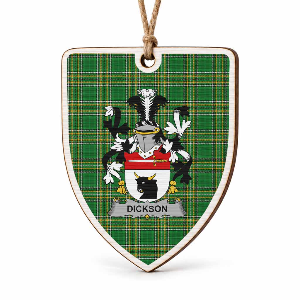 Dickson Coat of Arms Shield Wood Ornament , Irish Heritage Hanging Plaque for Christmas Tree