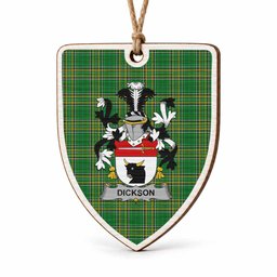 Dickson Coat of Arms Shield Wood Ornament , Irish Heritage Hanging Plaque for Christmas Tree