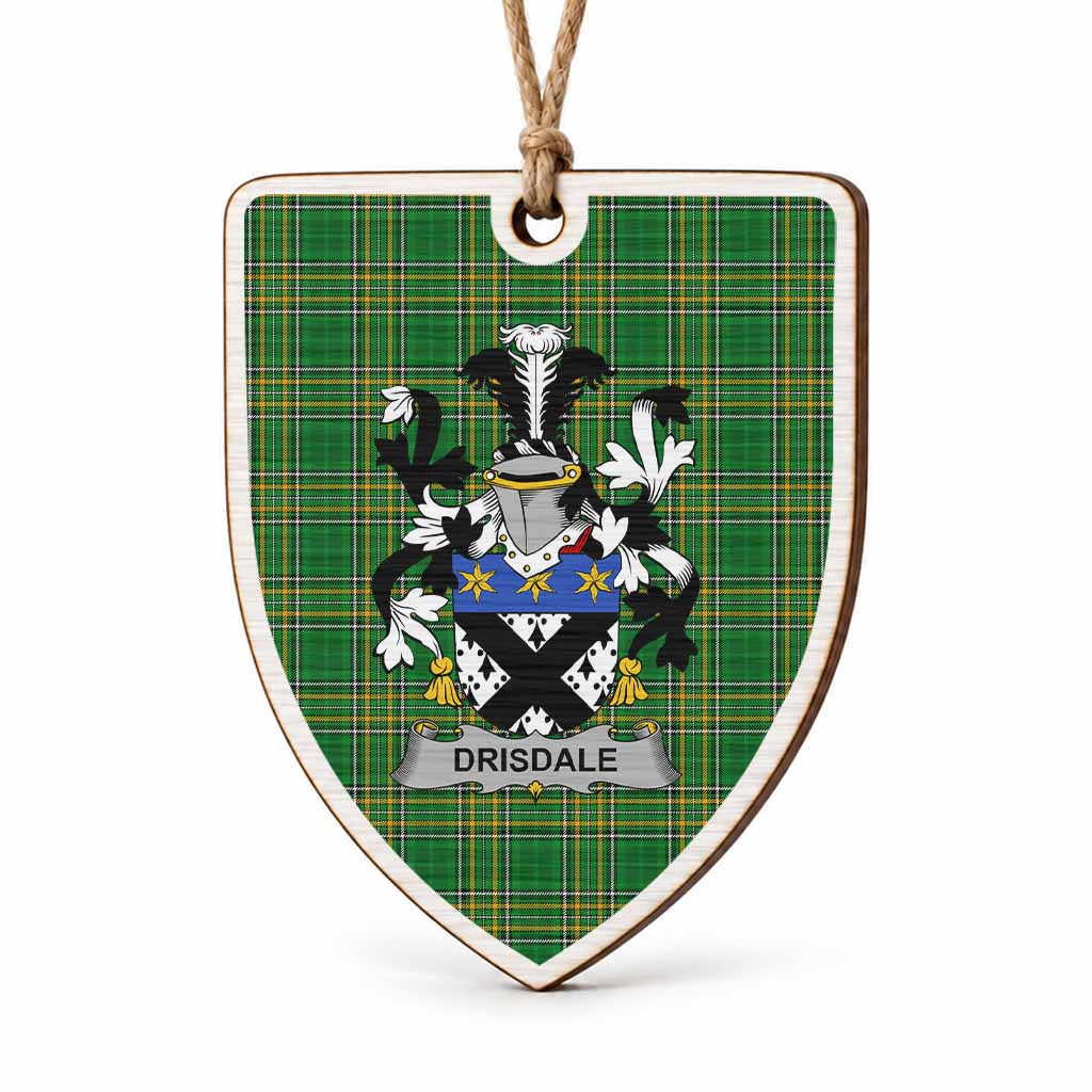 Drisdale Coat of Arms Shield Wood Ornament , Irish Heritage Hanging Plaque for Christmas Tree