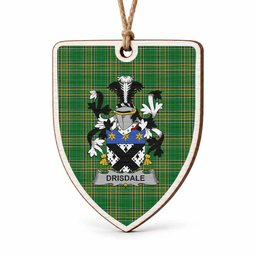 Drisdale Coat of Arms Shield Wood Ornament , Irish Heritage Hanging Plaque for Christmas Tree