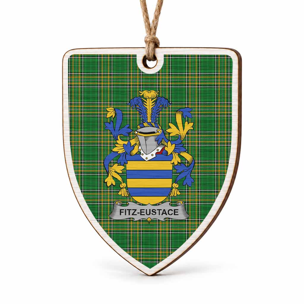 Fitz-Eustace Coat of Arms Shield Wood Ornament , Irish Heritage Hanging Plaque for Christmas Tree
