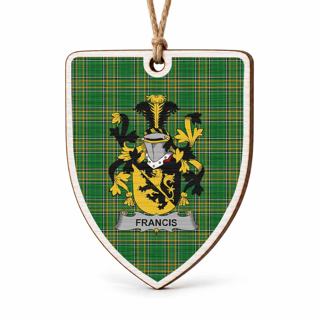Francis Coat of Arms Shield Wood Ornament , Irish Heritage Hanging Plaque for Christmas Tree