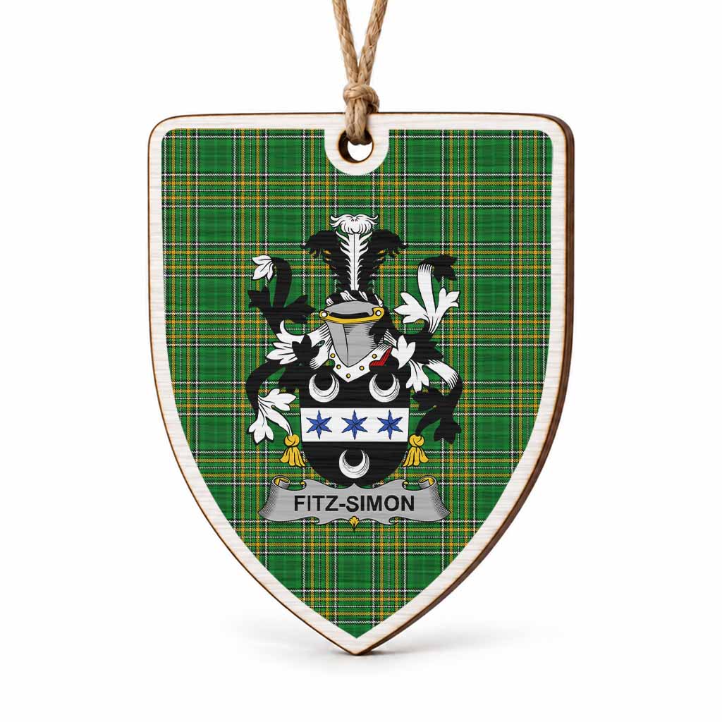 Fitz-Simon Coat of Arms Shield Wood Ornament , Irish Heritage Hanging Plaque for Christmas Tree