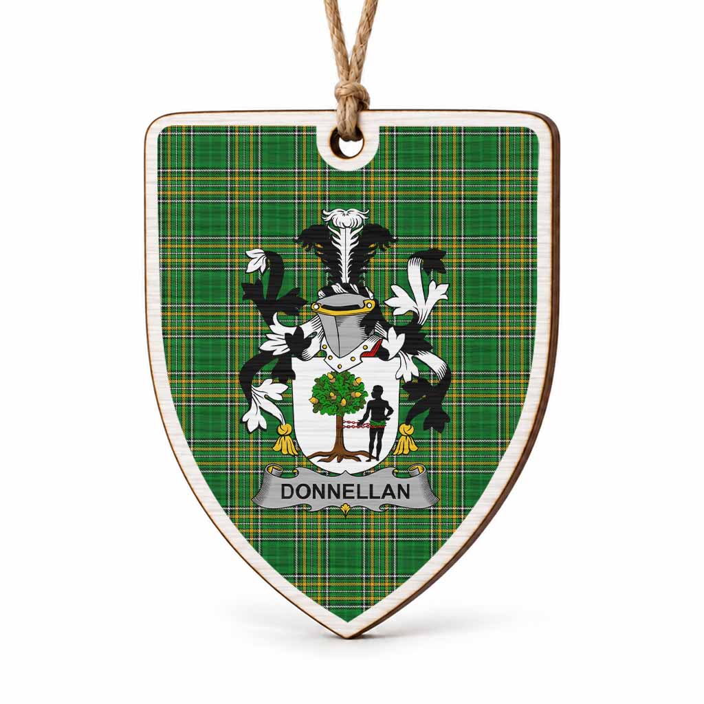 Donnellan Coat of Arms Shield Wood Ornament , Irish Heritage Hanging Plaque for Christmas Tree