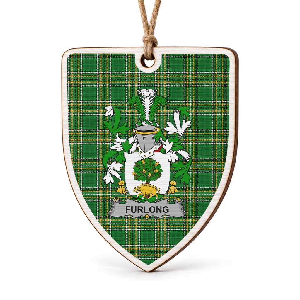Furlong Coat of Arms Shield Wood Ornament , Irish Heritage Hanging Plaque for Christmas Tree
