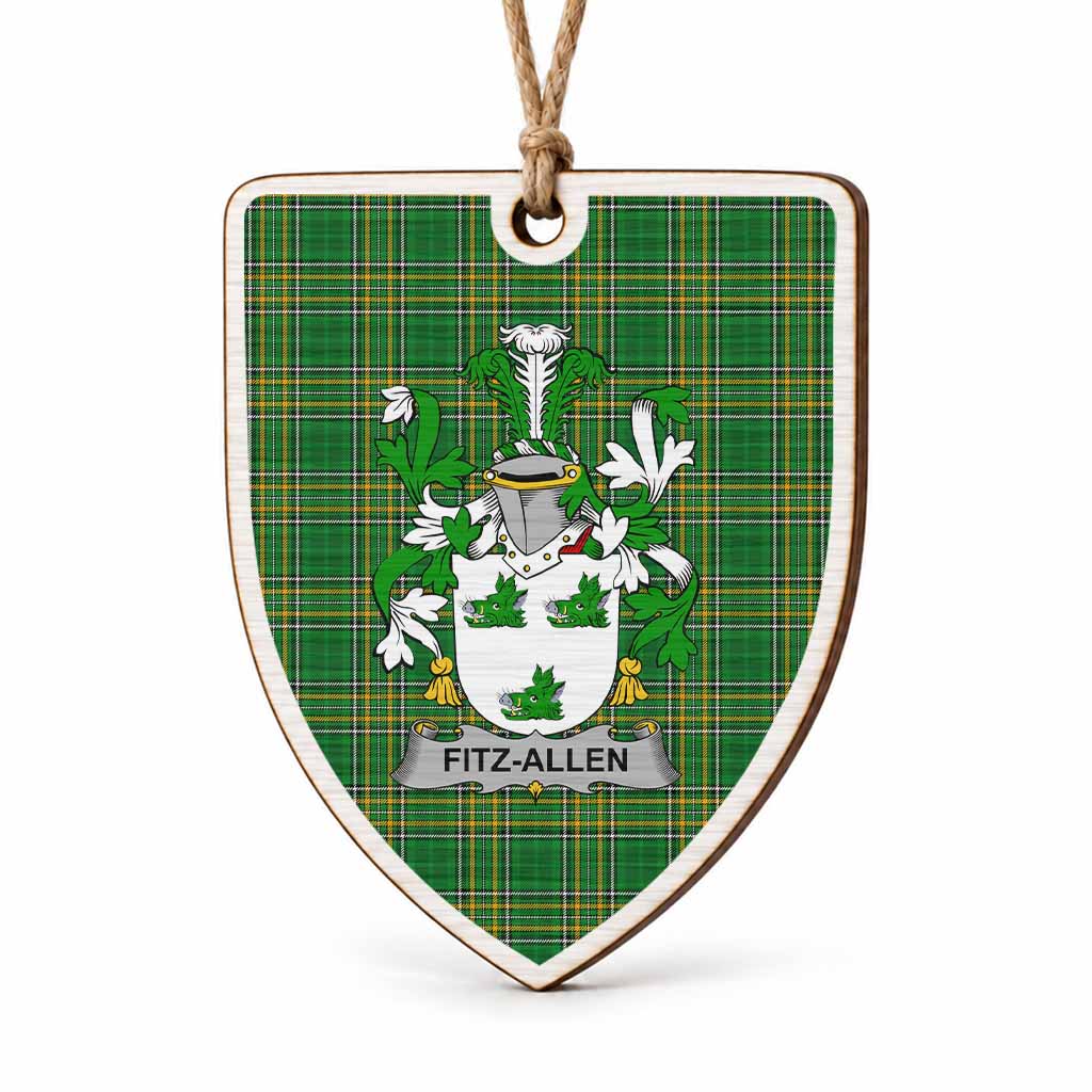 Fitz-Allen Coat of Arms Shield Wood Ornament , Irish Heritage Hanging Plaque for Christmas Tree
