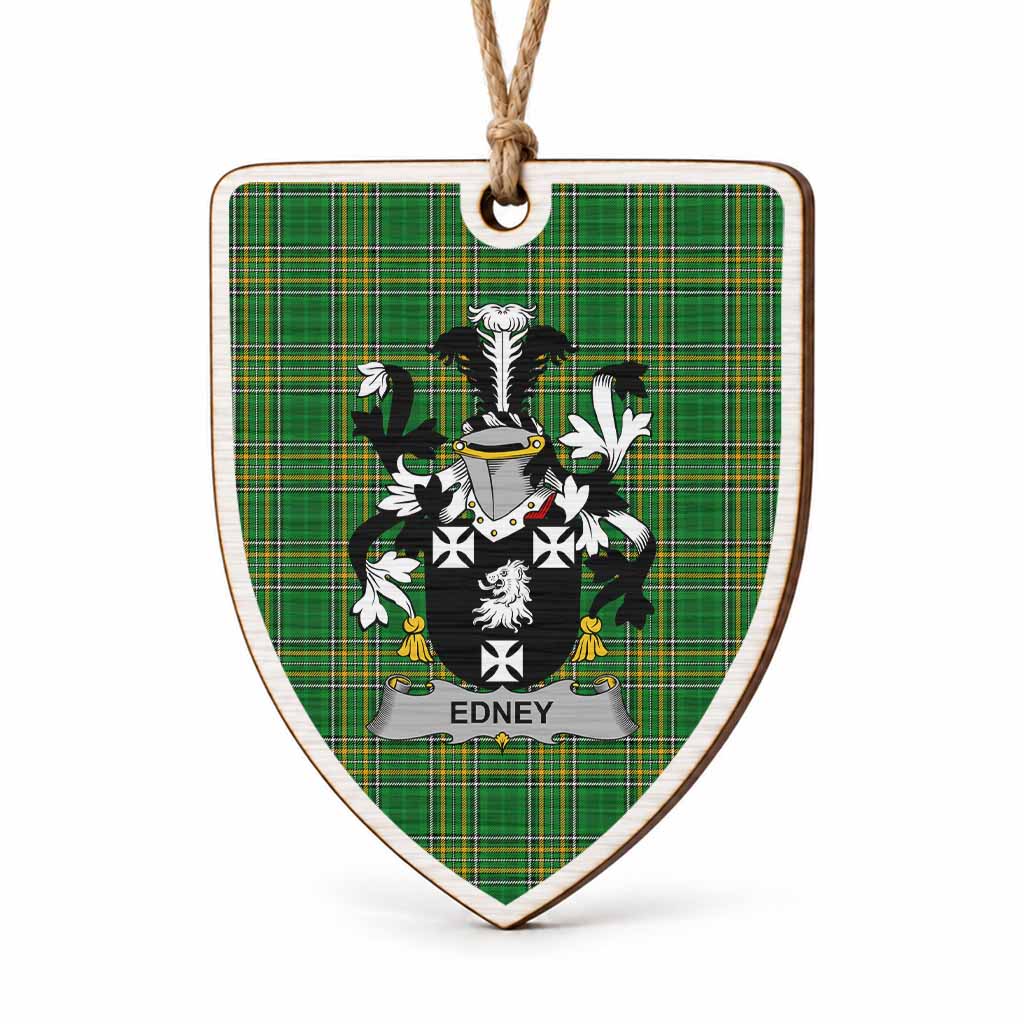 Edney Coat of Arms Shield Wood Ornament , Irish Heritage Hanging Plaque for Christmas Tree