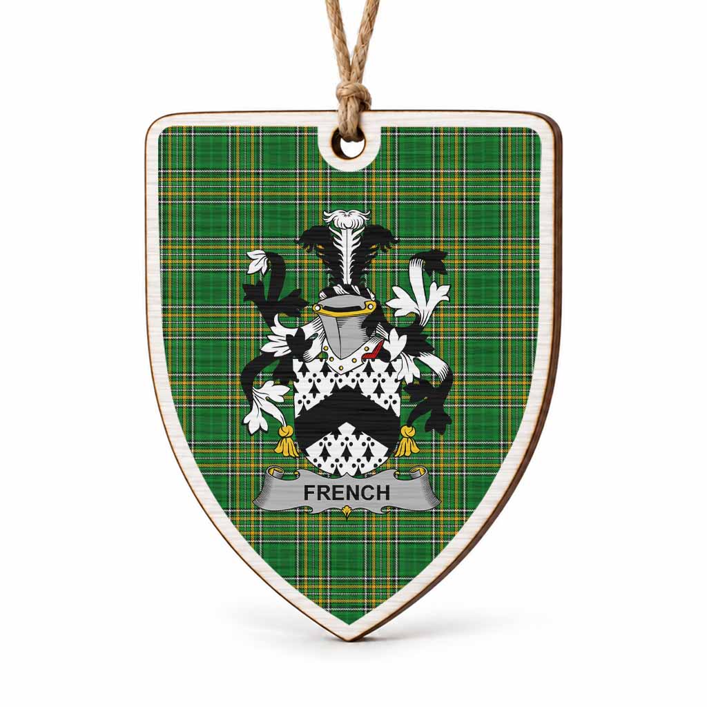 French Coat of Arms Shield Wood Ornament , Irish Heritage Hanging Plaque for Christmas Tree