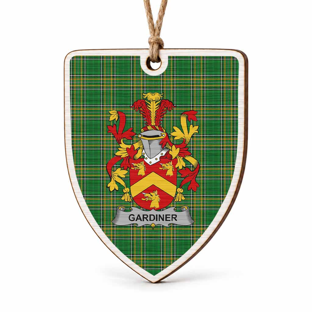 Gardiner Coat of Arms Shield Wood Ornament , Irish Heritage Hanging Plaque for Christmas Tree