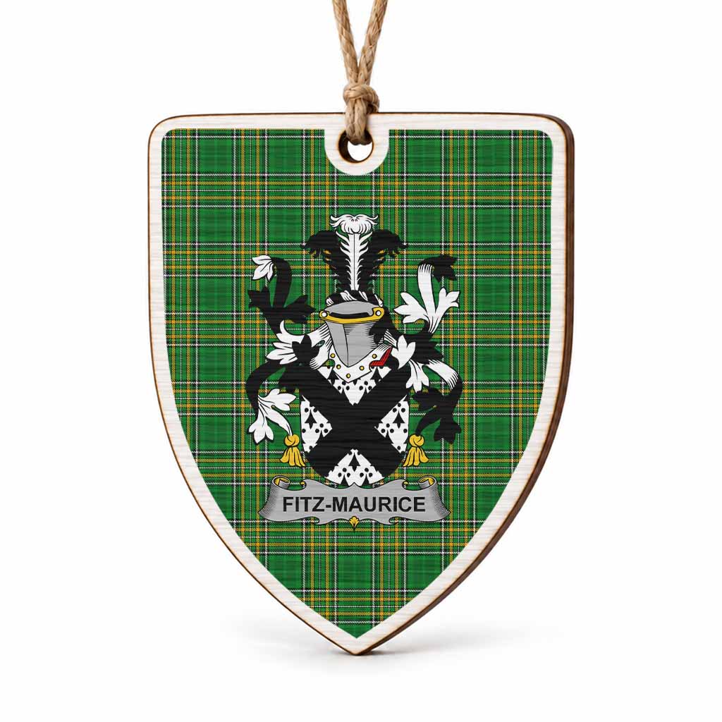 Fitz-Maurice Coat of Arms Shield Wood Ornament , Irish Heritage Hanging Plaque for Christmas Tree