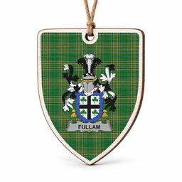 Fullam Coat of Arms Shield Wood Ornament , Irish Heritage Hanging Plaque for Christmas Tree