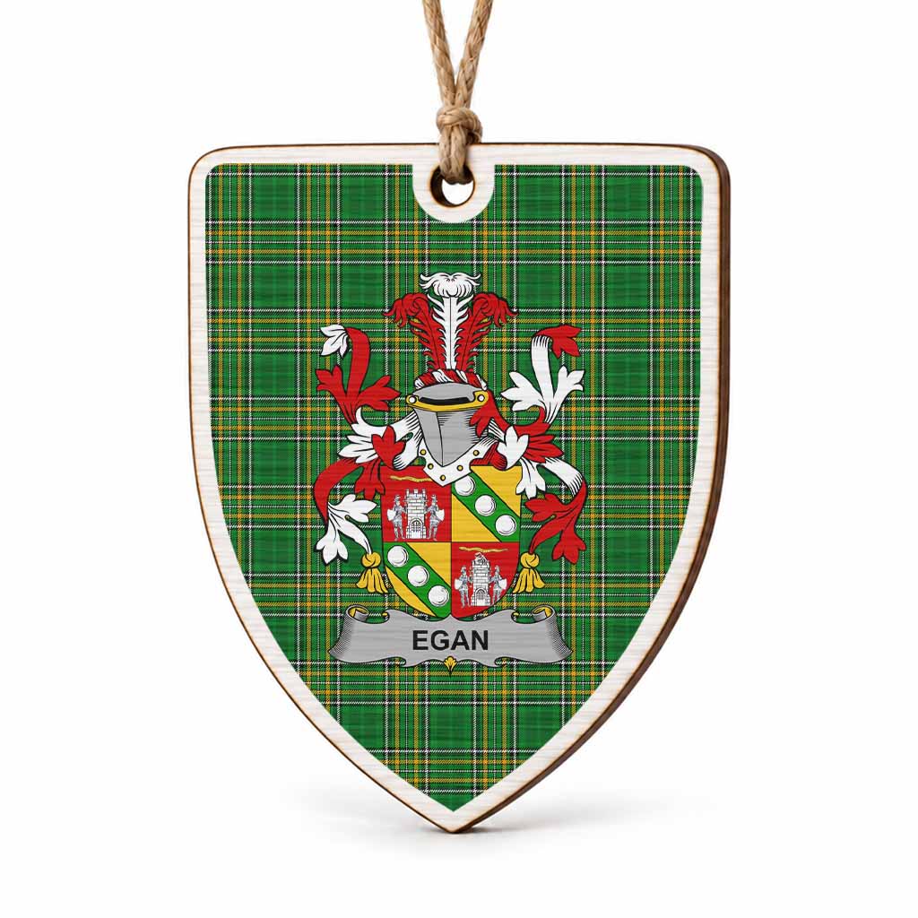 Egan Coat of Arms Shield Wood Ornament , Irish Heritage Hanging Plaque for Christmas Tree