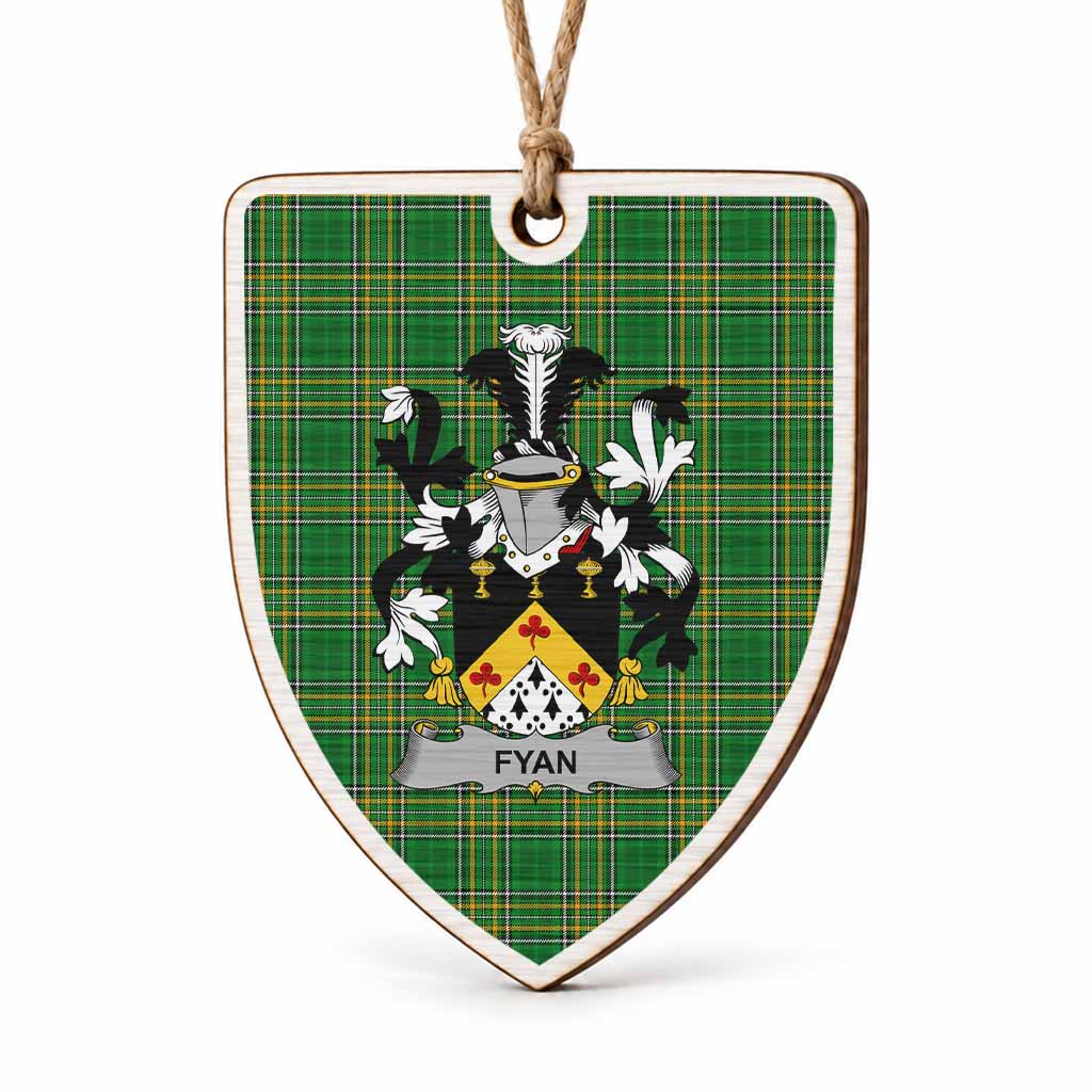 Fyan Coat of Arms Shield Wood Ornament , Irish Heritage Hanging Plaque for Christmas Tree