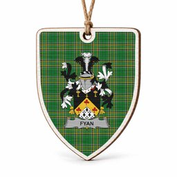 Fyan Coat of Arms Shield Wood Ornament , Irish Heritage Hanging Plaque for Christmas Tree