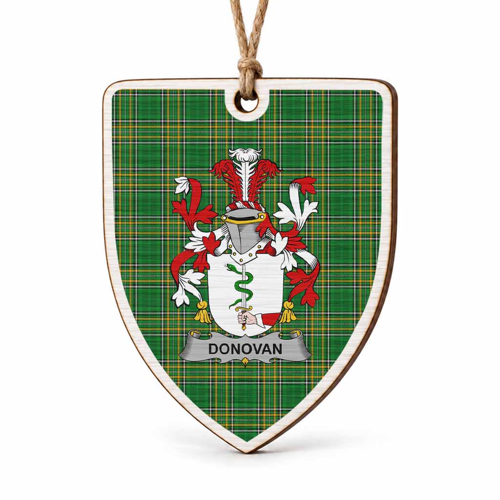 Donovan Coat of Arms Shield Wood Ornament , Irish Heritage Hanging Plaque for Christmas Tree