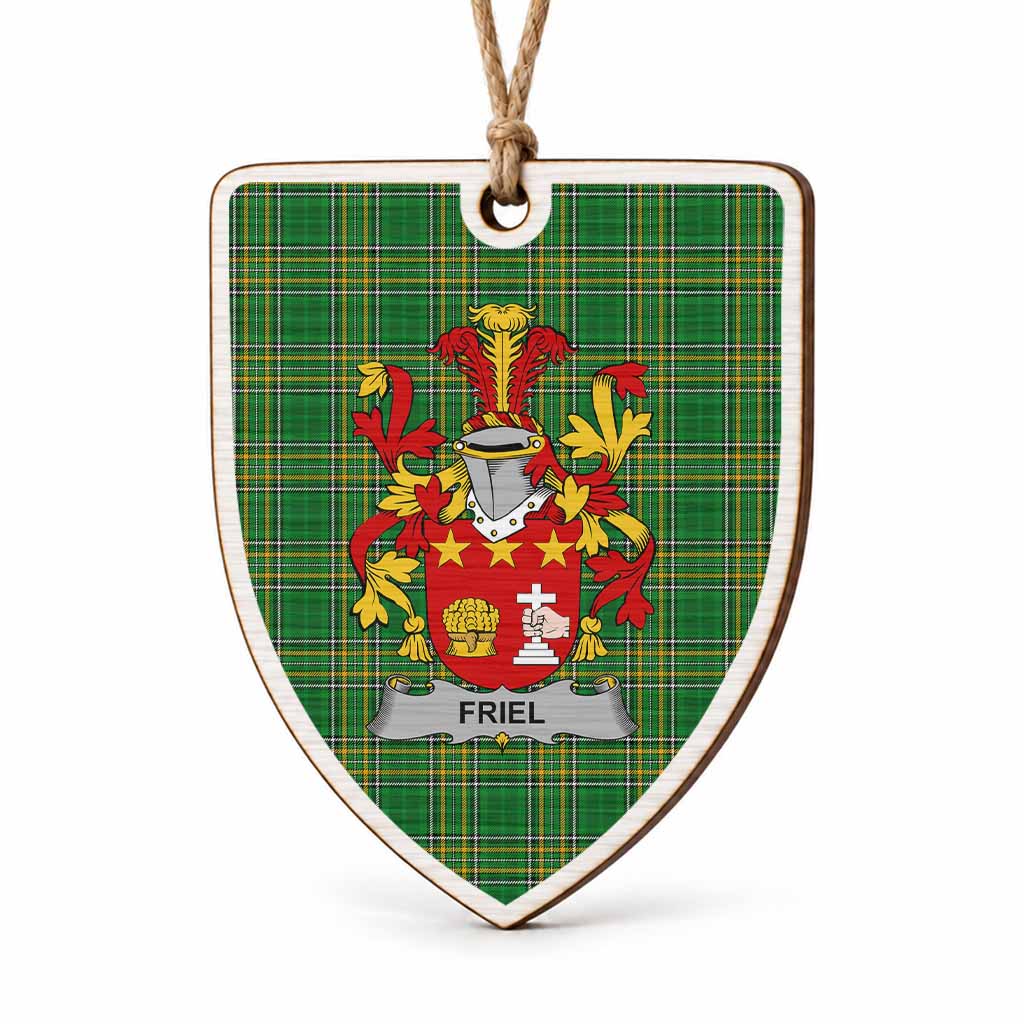 Friel Coat of Arms Shield Wood Ornament , Irish Heritage Hanging Plaque for Christmas Tree