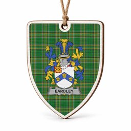Eardley Coat of Arms Shield Wood Ornament , Irish Heritage Hanging Plaque for Christmas Tree