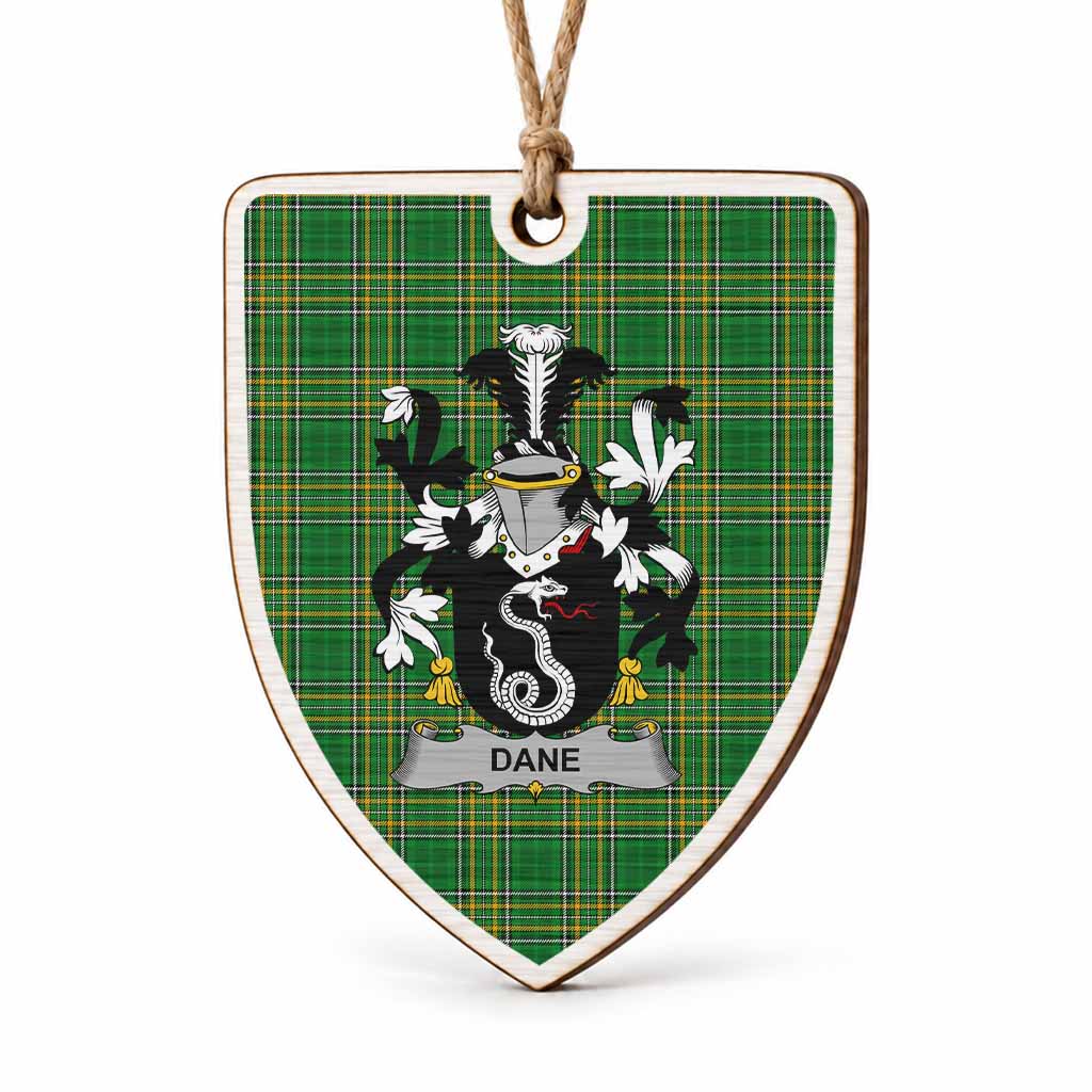 Dane Coat of Arms Shield Wood Ornament , Irish Heritage Hanging Plaque for Christmas Tree