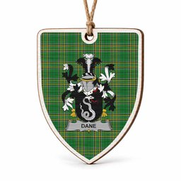 Dane Coat of Arms Shield Wood Ornament , Irish Heritage Hanging Plaque for Christmas Tree