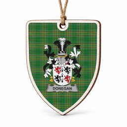 Donegan Coat of Arms Shield Wood Ornament , Irish Heritage Hanging Plaque for Christmas Tree