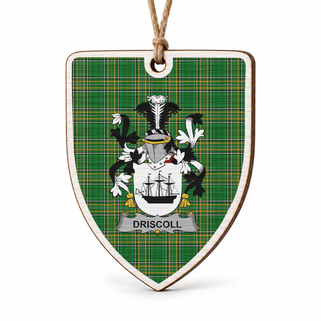 Driscoll Coat of Arms Shield Wood Ornament , Irish Heritage Hanging Plaque for Christmas Tree