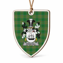 Driscoll Coat of Arms Shield Wood Ornament , Irish Heritage Hanging Plaque for Christmas Tree