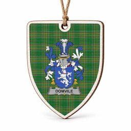 Domvile Coat of Arms Shield Wood Ornament , Irish Heritage Hanging Plaque for Christmas Tree