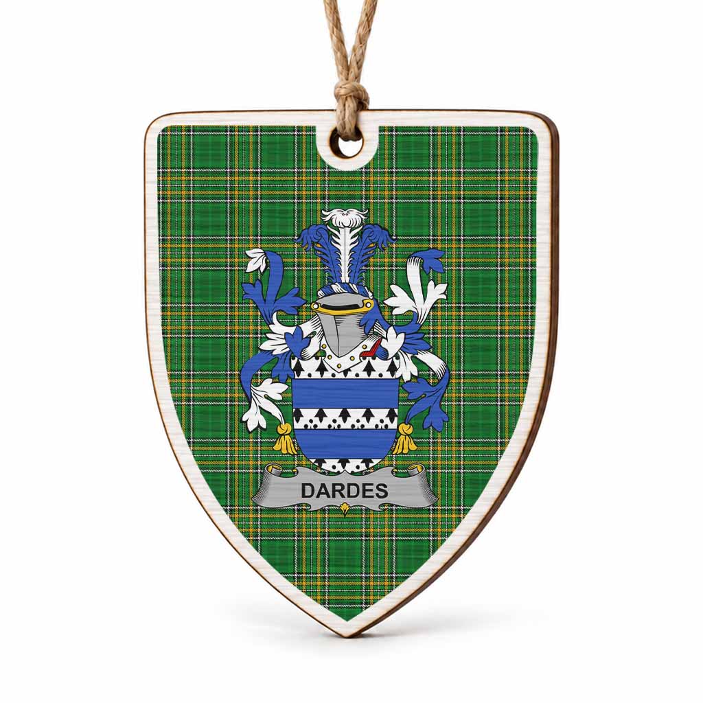 Dardes Coat of Arms Shield Wood Ornament , Irish Heritage Hanging Plaque for Christmas Tree