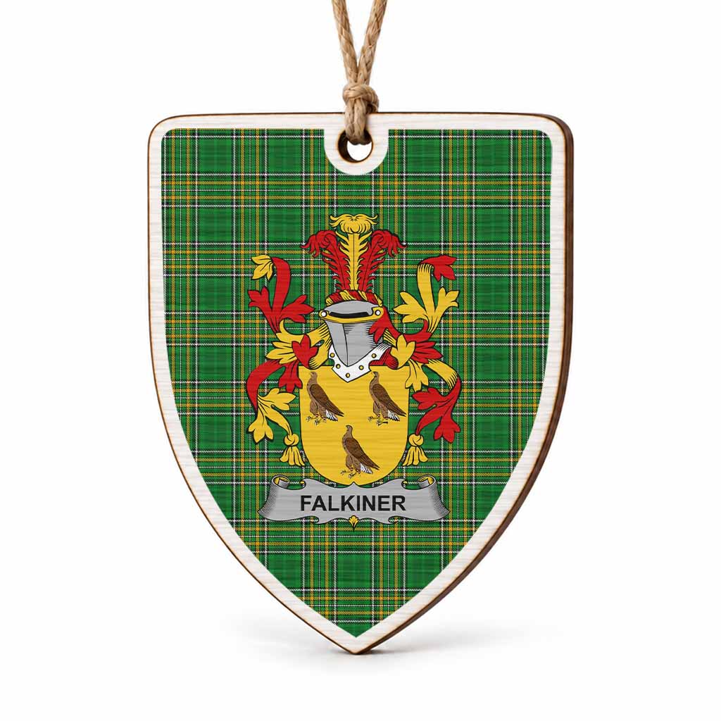 Falkiner Coat of Arms Shield Wood Ornament , Irish Heritage Hanging Plaque for Christmas Tree