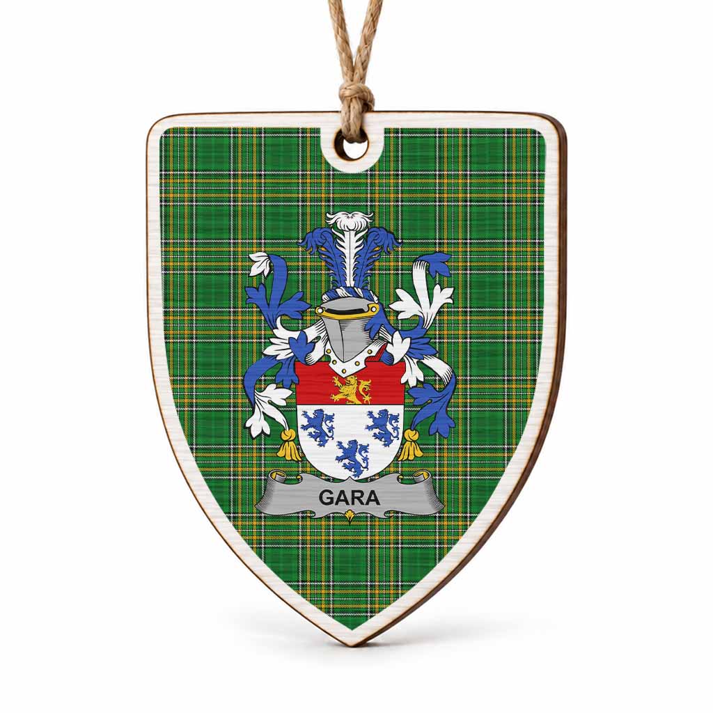 Gara Coat of Arms Shield Wood Ornament , Irish Heritage Hanging Plaque for Christmas Tree