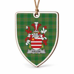 Fuller Coat of Arms Shield Wood Ornament , Irish Heritage Hanging Plaque for Christmas Tree